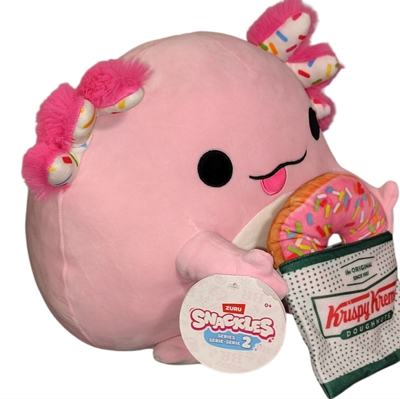 Zuru Snackles Abbie Krispy Kreme Donuts Axolotl Plush Squishy NWT - Picture 3 of 9